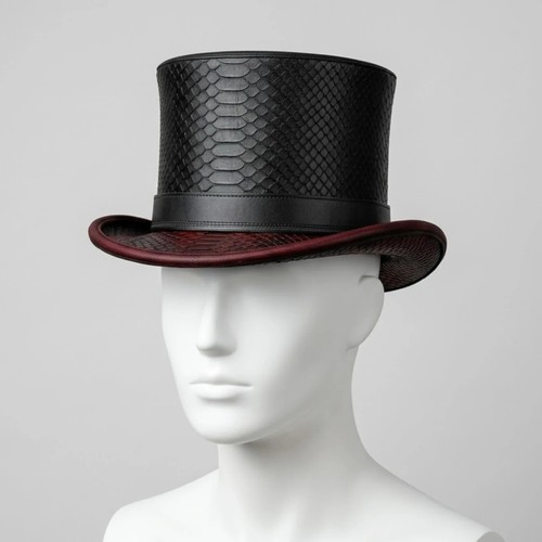 Premium schwarz leder zylinder - schwarz,