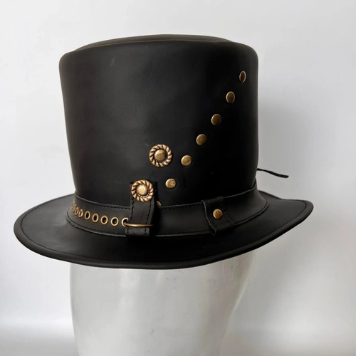 Premium schwarz leder zylinder - premium,