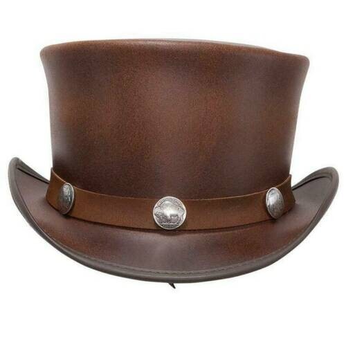 Herren zylinderhut braun leder - herren,