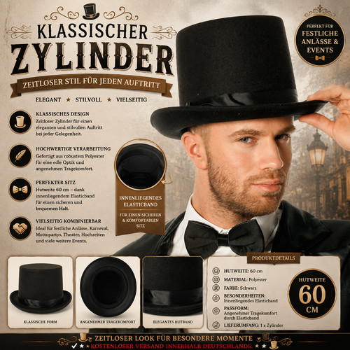 Klassischer zylinder schwarz - klassischer,